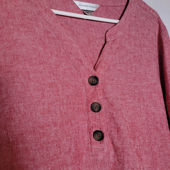 Christopher & Banks Linen Blend 3/4 Sleeve Pullover Tunic Top Heathered Red XL - Picture 3 of 10